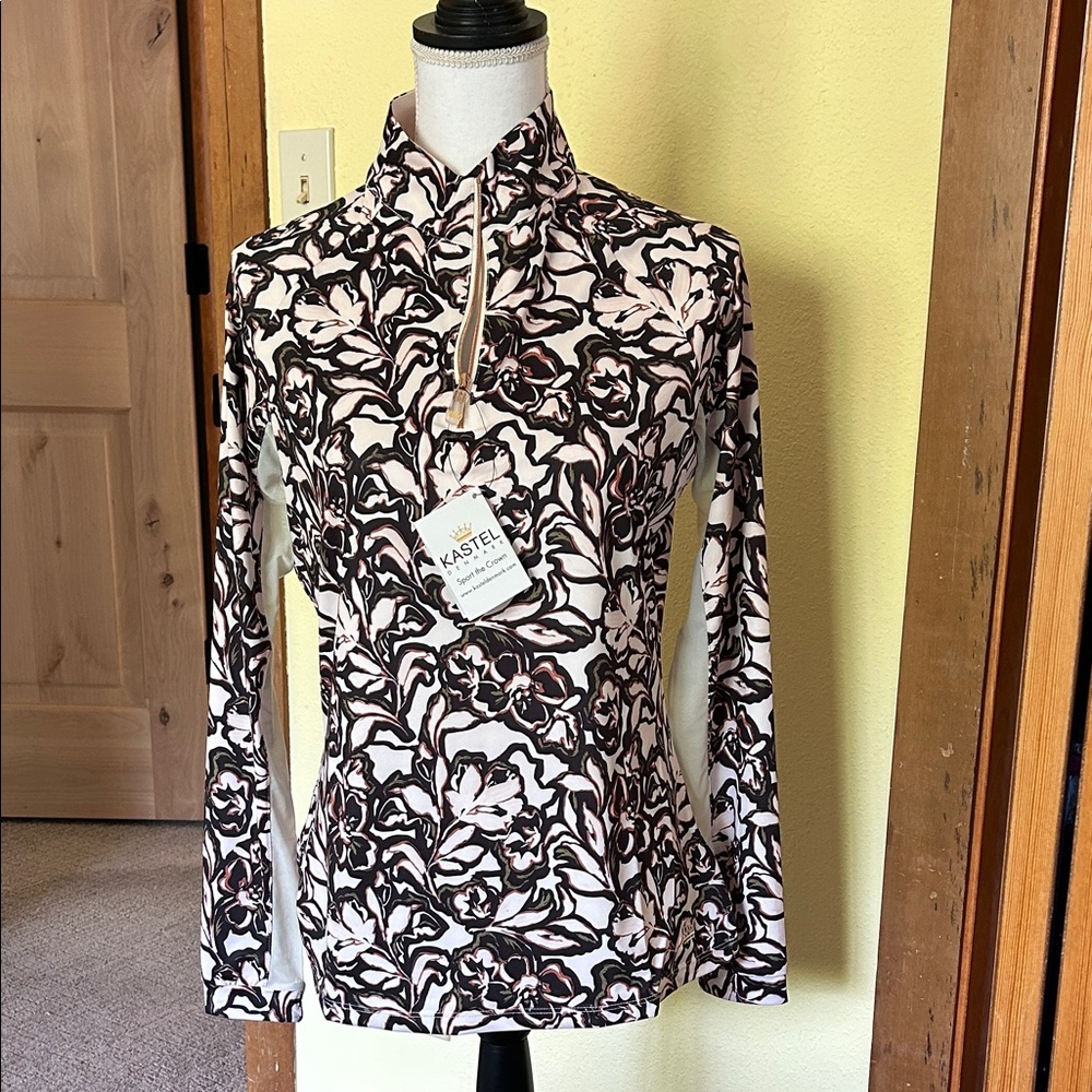Women's Long Sleeve Floral Top - Black and White